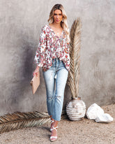 On Repeat Printed Button Down Babydoll Top Ins Street