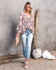 On Repeat Printed Button Down Babydoll Top Ins Street