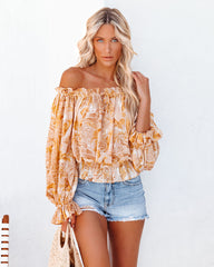 Papaya Printed Off The Shoulder Blouse Ins Street
