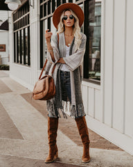 Pearl District Fringe Colorblock Cardigan Ins Street