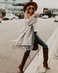 Pearl District Fringe Colorblock Cardigan Ins Street