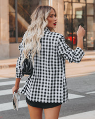 Rochelle Cotton Blend Pocketed Gingham Blazer - Black Ins Street