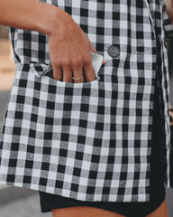 Rochelle Cotton Blend Pocketed Gingham Blazer - Black Ins Street