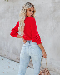 Rozie Colorblock Crop Knit Cutout Sweater - Red Pink Ins Street