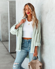 Rydian Cotton Frayed Corduroy Shacket - Pale Sage Ins Street