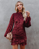 Salem Ruched Velvet Mini Dress - Brick Ins Street