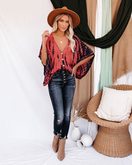Saline Tie Dye Button Down Kimono Top - Salmon Ins Street