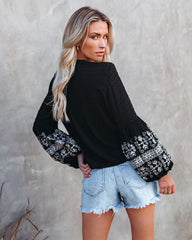 Sav Embroidered Swiss Dot Balloon Sleeve Tie Top Ins Street