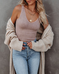 PREORDER - Seaboard Ribbed Knit Crop Tank - Vintage Brown Ins Street