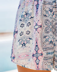 Seascape Satin Paisley High Rise Shorts - Blue Multi Ins Street