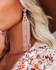 Shashi - Rhythmic Beaded Tassel Earrings - Nude Ins Street