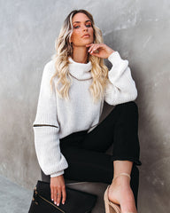 Shoreditch Cotton Blend Zip Sleeve Knit Sweater Ins Street