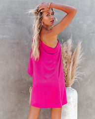 Side To Side One Shoulder Statement Dress - Fuchsia Ins Street
