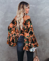 Simba Floral Off The Shoulder Bell Sleeve Top Ins Street