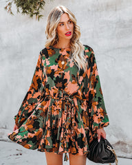 Simba Floral Rope Tie Ruffle Dress Ins Street