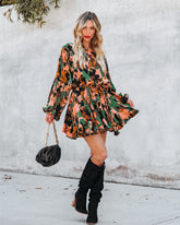 Simba Floral Rope Tie Ruffle Dress Ins Street