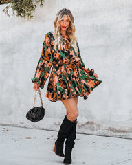 Simba Floral Rope Tie Ruffle Dress Ins Street