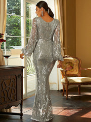 Temperament Slim Long Sleeve Sequin Party Evening Dress 2023-03-14 InsStreet