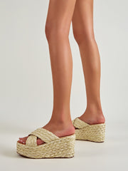 Woven Hemp Rope Slope Heel Sandals Ins street