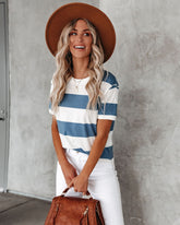 Sun-Sational Cotton Striped Tee - Blue Ins Street