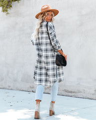 Tanja Pocketed Plaid Button Down Shacket - Black - FINAL SALE ACOA-001