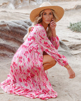 Tender Heart Floral Ruffle Tie Duster ON T-001