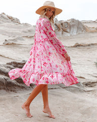 Tender Heart Floral Ruffle Tie Duster ON T-001