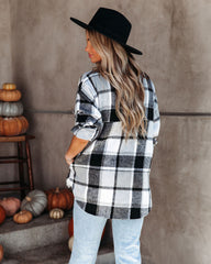 Trace Pocketed Plaid Button Down Shacket - Grey ACOA-001