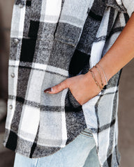 Trace Pocketed Plaid Button Down Shacket - Grey ACOA-001