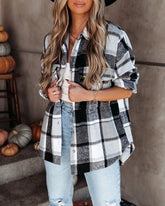 Trace Pocketed Plaid Button Down Shacket - Grey ACOA-001