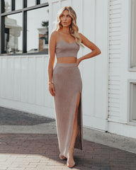 Martina Rhinestone Knit Crop Top - Mocha Ins Street