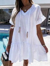 V-neck Short-sleeved Solid Color Short Dress Ins Street