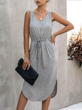 V-neck Solid Color Irregular Waist Round Neck Vest Dress Ins Street