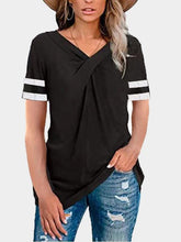 V-neck Twisted Solid Color Short Sleeve T-shirts Ins Street