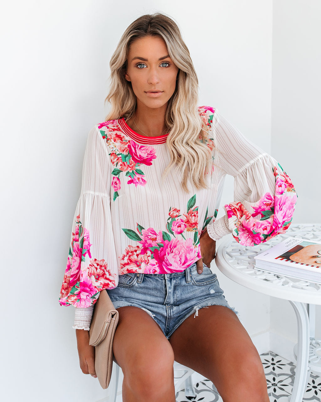 Valencia Rose Printed Blouse - Pink Multi SALT-001