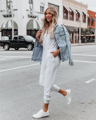 Vander Pocketed Hooded Knit Jumpsuit - Light Grey - FINAL SALE LOVE-003