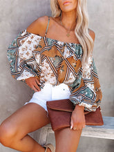 Vintage Print Off-shoulder Suspender Top Ins Street