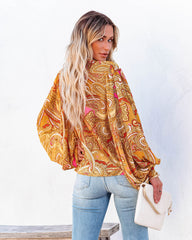 Vrinda Printed Button Down Blouse - Orange Multi Ins Street