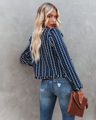 Waltham Pocketed Tweed Jacket - Navy Ins Street