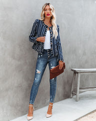 Waltham Pocketed Tweed Jacket - Navy Ins Street