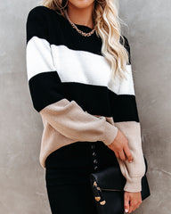 West Village Colorblock Knit Sweater Ins Street