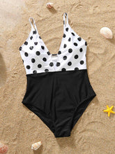 White Polka Dot Bow One-Piece Swimsuit Ins Street