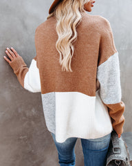 Williamsburg Mock Neck Colorblock Knit Sweater Ins Street