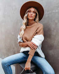 Williamsburg Mock Neck Colorblock Knit Sweater Ins Street