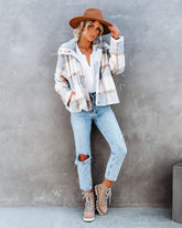 Winter's Tale Pocketed Plaid Faux Fur Jacket Ins Street