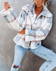 Winter's Tale Pocketed Plaid Faux Fur Jacket Ins Street