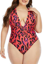 Wireless Retro Animal Print Plus One-piece Swimsuit Ins Street