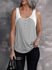 Women Colorblock Scoop Neck Sleeveless Tank Top Ins Street