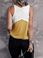 Women Colorblock Scoop Neck Sleeveless Tank Top Ins Street