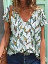 Women Graphic Printed V Neck Short Sleeve T-shirts Ins Street